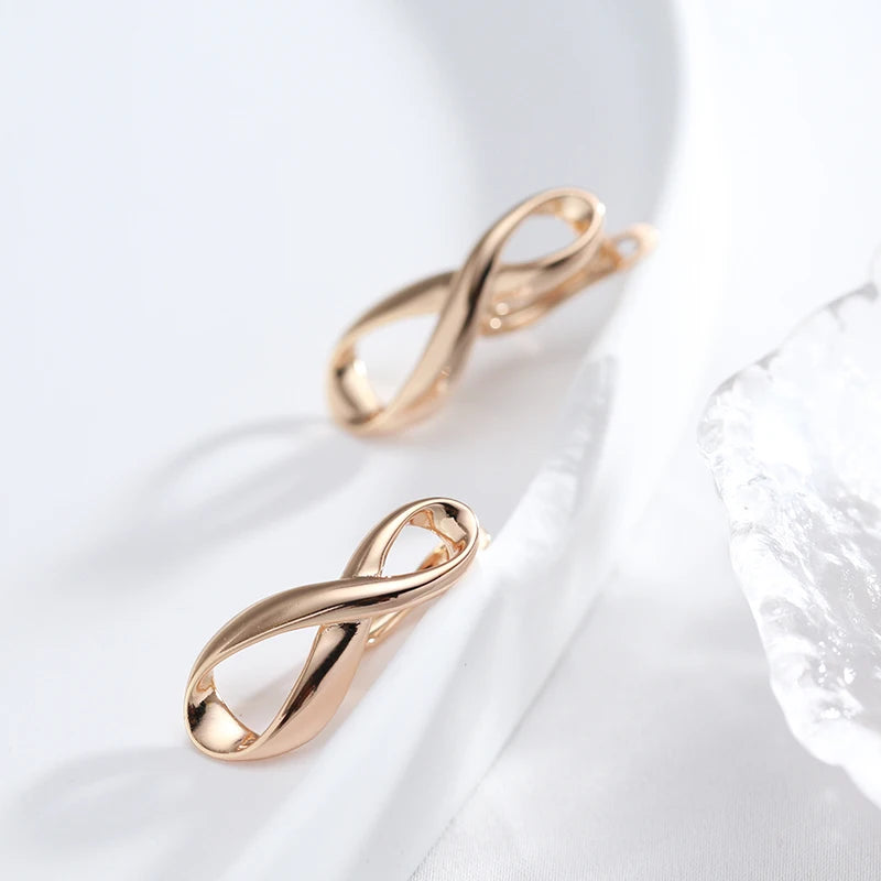 Kinel New 585 Rose Gold Color Long Earrings Women Wedding Unique Creative Fashion Jewelry Hollow Metal Glossy Drop Earrings