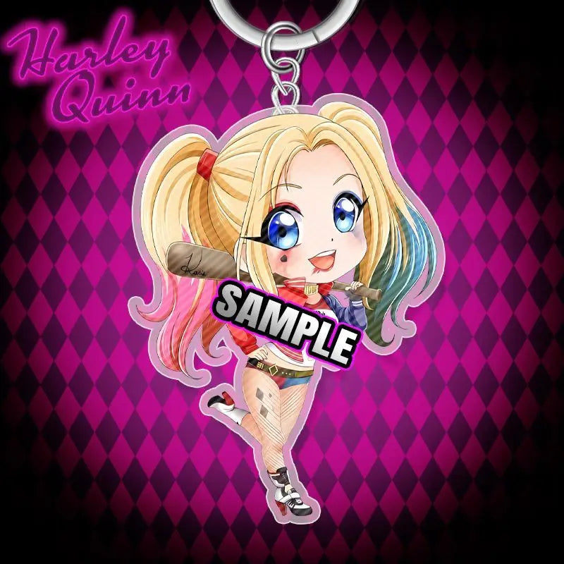 BeastKingdom Joker Harley Quinn Anime Movie Peripheral Keychain Holiday Gift Creative Cartoon Q Version Acrylic Backpack Pendant
