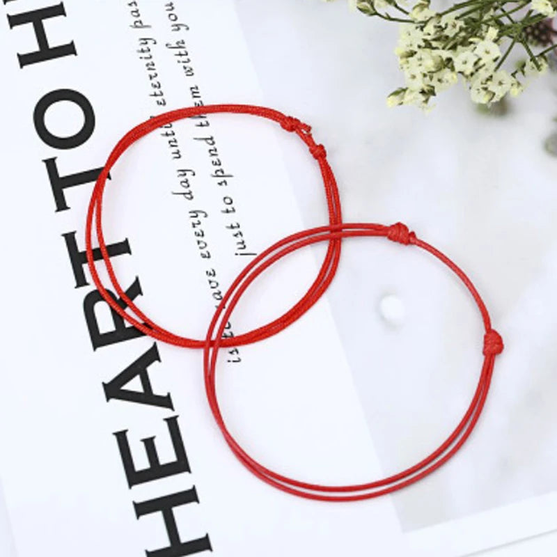 Rope Anklet for Men & Women – Adjustable Black & Red Summer Barefoot Bracelet Jewelry