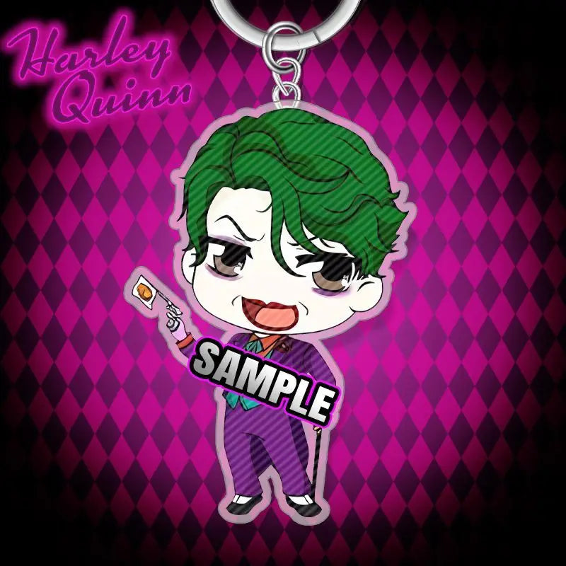 BeastKingdom Joker Harley Quinn Anime Movie Peripheral Keychain Holiday Gift Creative Cartoon Q Version Acrylic Backpack Pendant
