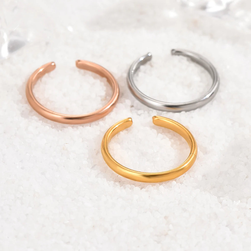 3PCS Toe Rings for Women Adjustable Stainless Steel Simple Stars Moon Smooth Ring Summer Beach Finger Foot Ring Gift Jewelry