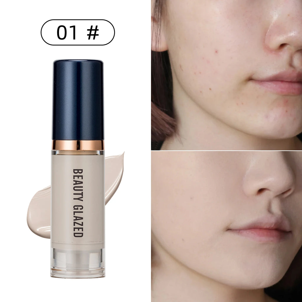 Beauty Glazed 6 Color Liquid Foundation Concealer - Full Coverage, Long-Lasting, Waterproof, Natural Effect,