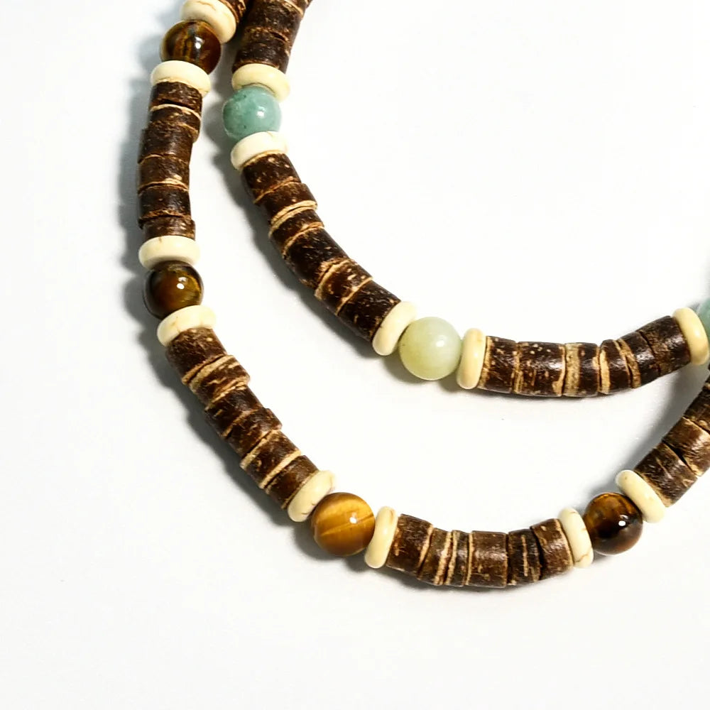 Laut Turquoise Wood Necklace Boho Beach Surfer Adjustable Bead Necklaces for Women Men Summer Jewelry Gifts