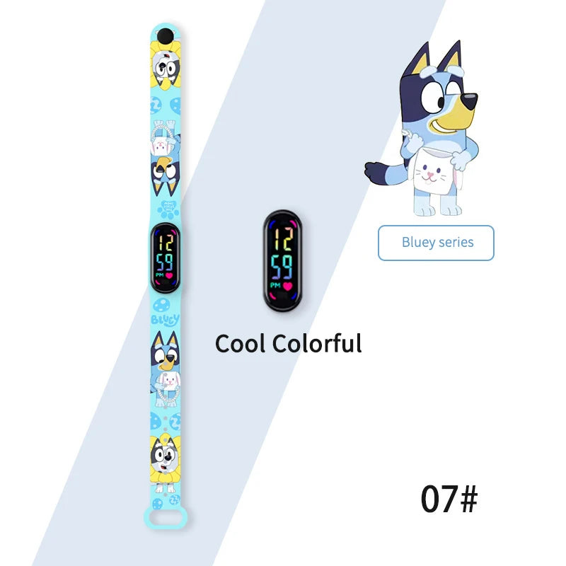 Bluey Bingo Family Printed Cartoon Electronic Watch Cool Colorful Waterproof Anime Toy Watch Wrist Strap Kids Birthday Gift