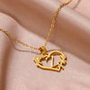 Gold Color Dainty Flower Initials Necklace Women Girl Stainless Steel Heart Letter Choker Necklace Best Gifts Alphabet Jewelry