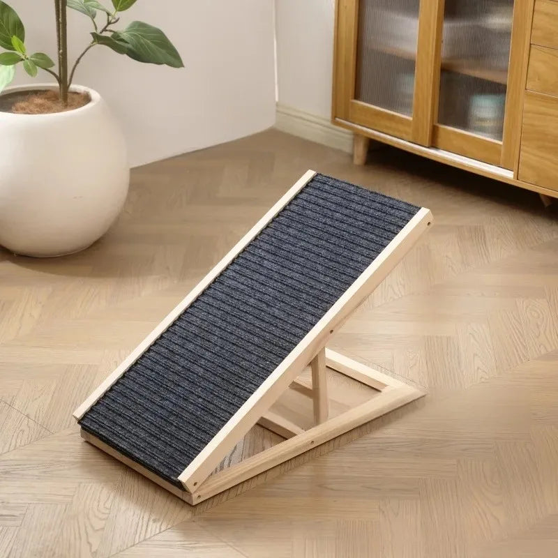 ‌Adjustable Wooden Pet Stairs & Ramp - Foldable Dog Steps for Indoor Cats, Portable Climbing Frame with Anti-Slip Surface