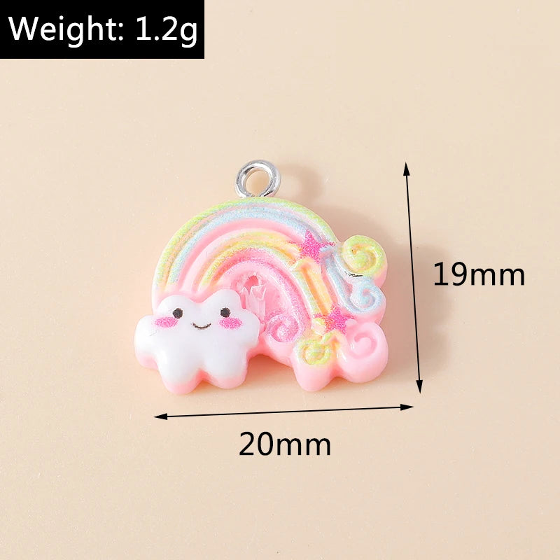 15pcs New Mix Kawaii Summer Vacation Pink Flower Heart Butterfly Ice Cream Star Resin Earrings Charms Diy Jewelry Making Pendant