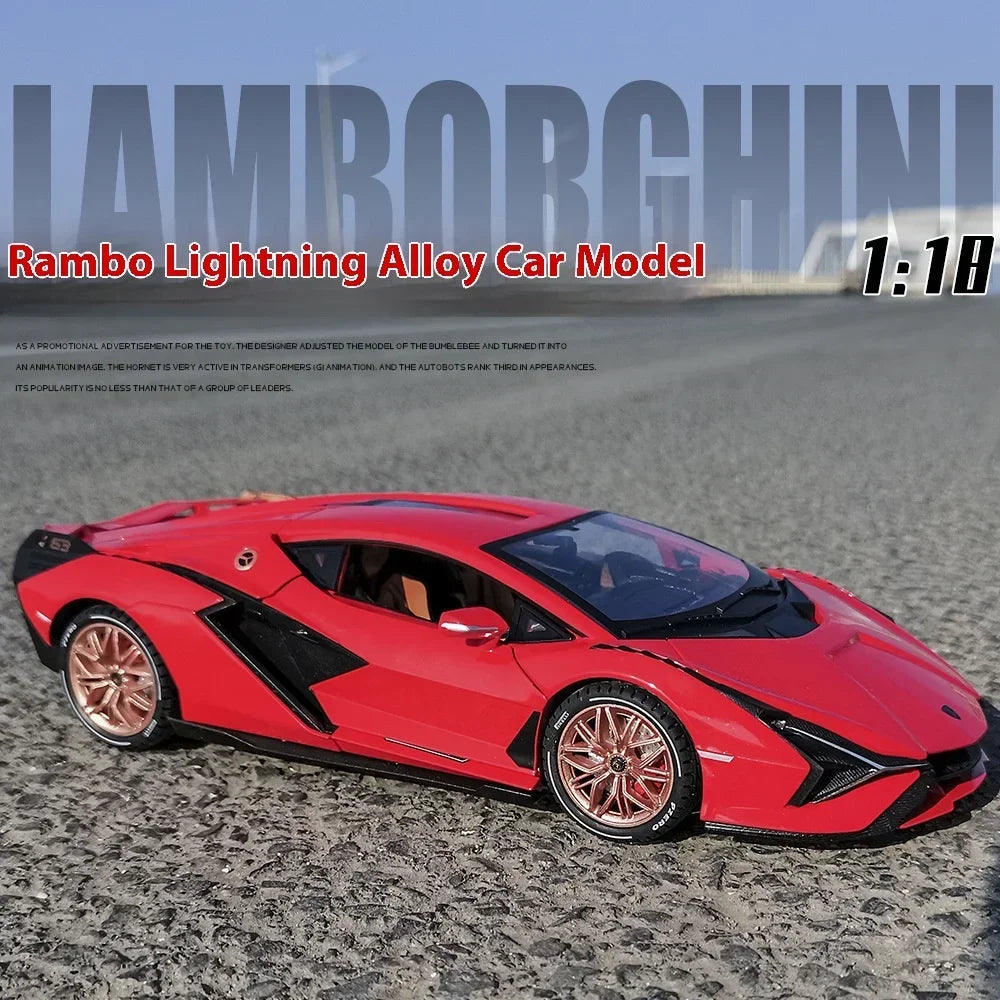 1:18 Lamborghini SIAN FKP 37 sports car Diecast Metal Alloy Model car Sound Light Pull Back Collection Kids Toy Gifts