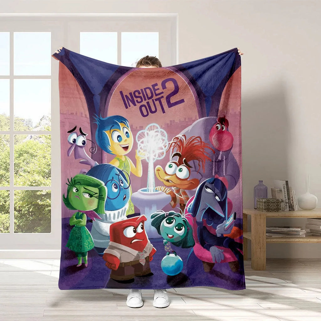 2024 New Inside Out 2 Plush Blanket Emotional Figures Summer Winter Flannel Blanket Soft Cozy Throw Sofa Bed Kids Birthday Gift
