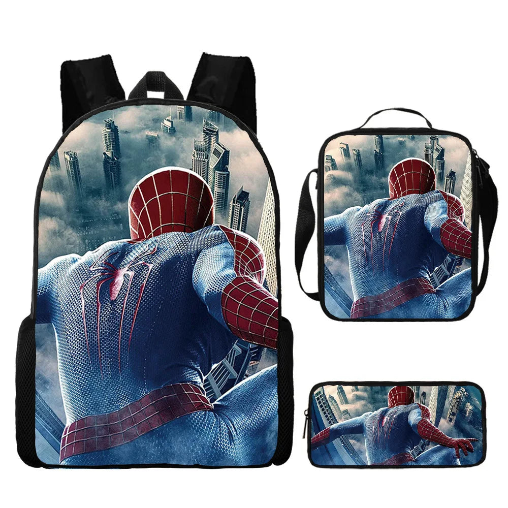 3pcs/set Spider Man Students Backpack Pencil Case Messenger Bag Wear-resistant Lightening Breathable Waterproof Schoolbag
