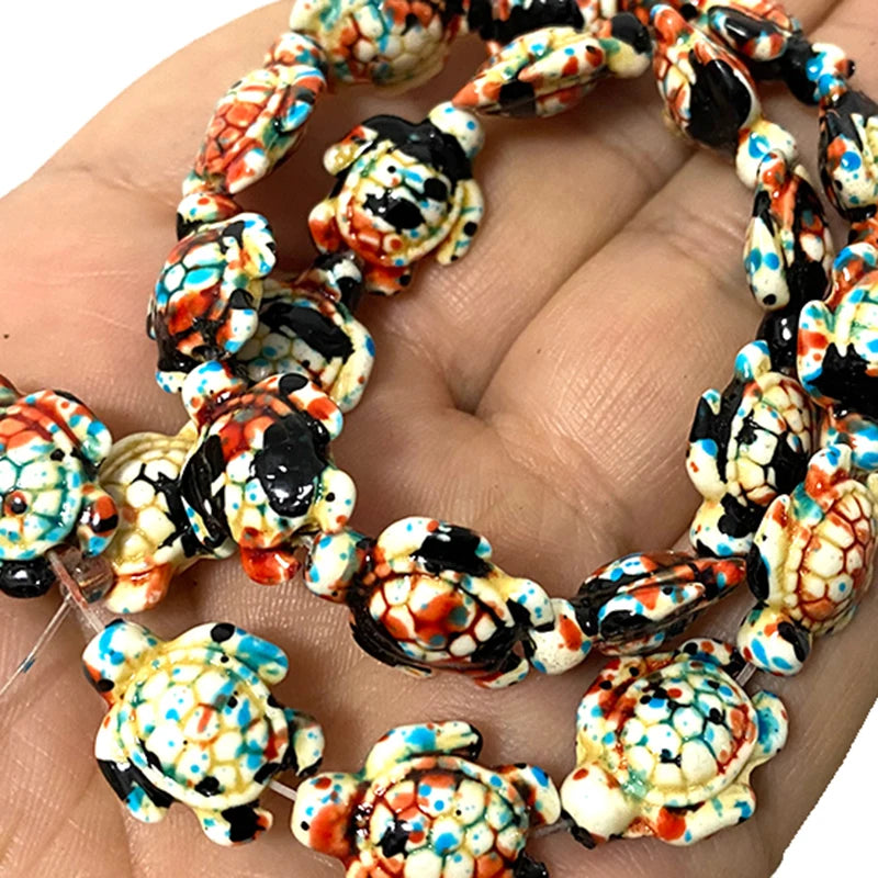14x18mm Pink Green Coloful Turtle Turquoises Natural Stone Spacer Beads for Jewelry Making DIY Bracelet Earrings Accessories