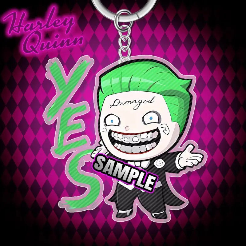 BeastKingdom Joker Harley Quinn Anime Movie Peripheral Keychain Holiday Gift Creative Cartoon Q Version Acrylic Backpack Pendant