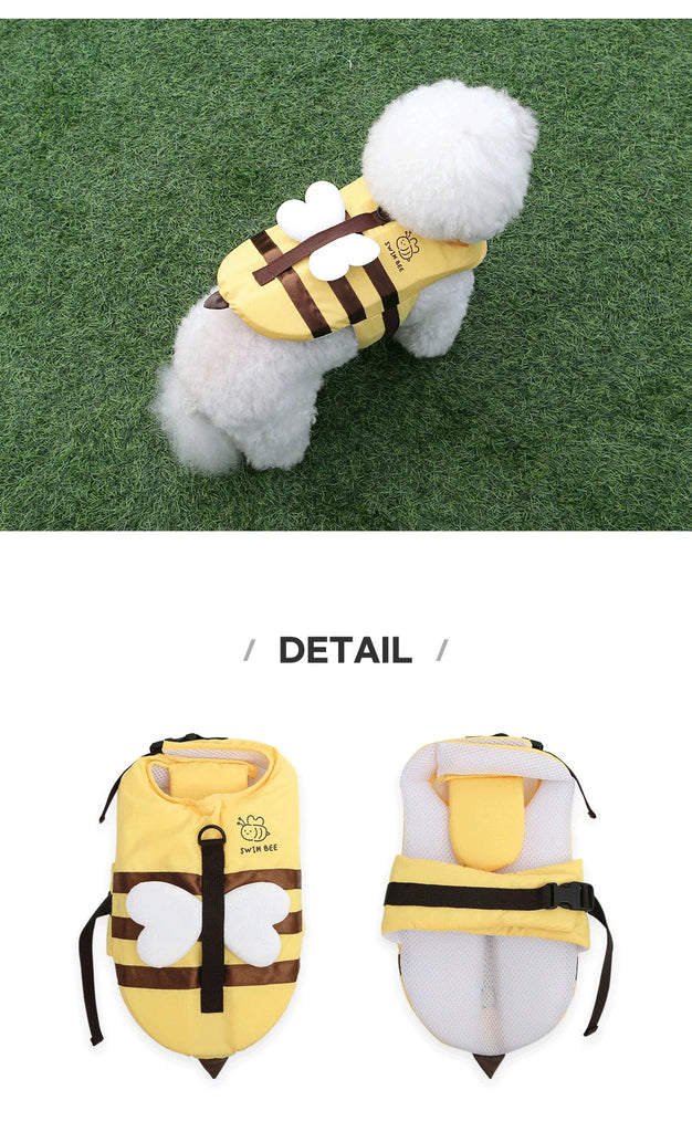 Summer Little Bee Dog Swimsuit Waterproof Puppy Life Jacket Breathable Dog Clothes Harness Swimming Safety for Dog Pet Supplies