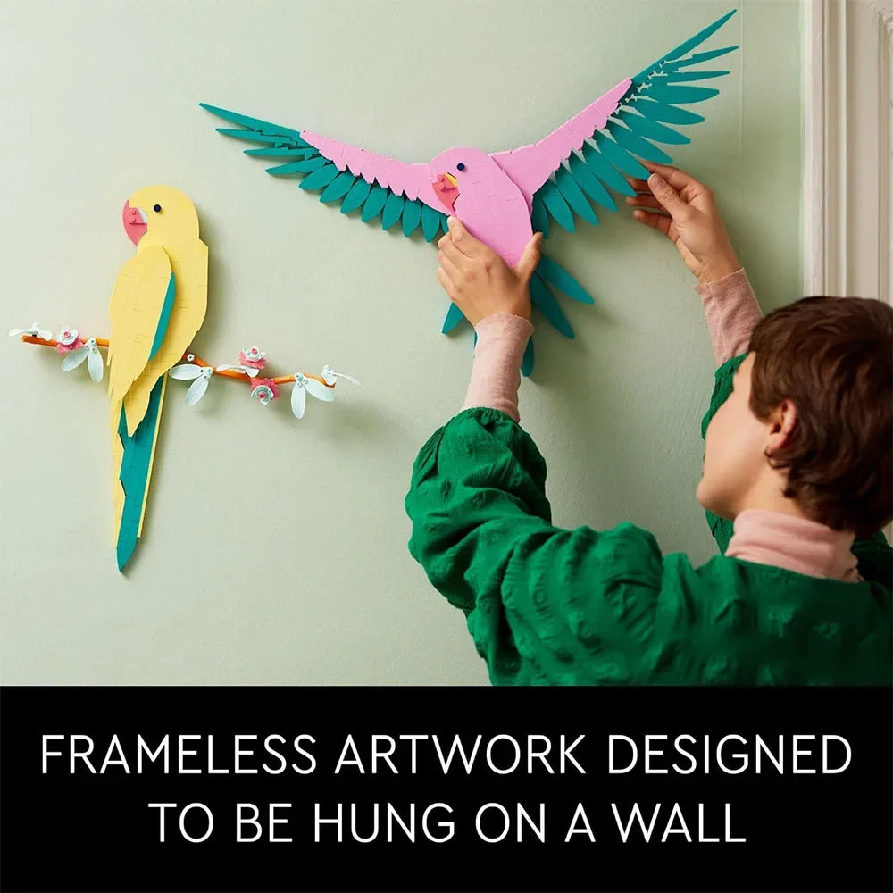 Creative Art The Fauna Collection Macaw Parrots Building Blocks Wall Artwork for Living Room Home Office Decor Toy Gift 644pcs