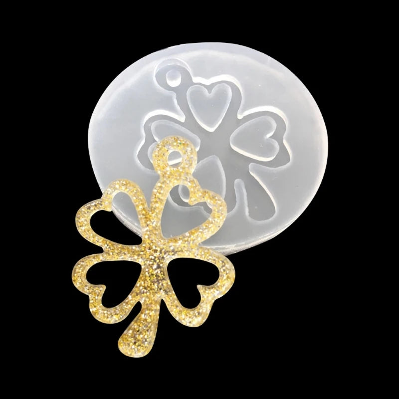 DIY Clover Bell Tree Earrings Silicone Epoxy Mold DIY Keychain Pendant Jewelry Crafting Mould for Valentine Love Gift