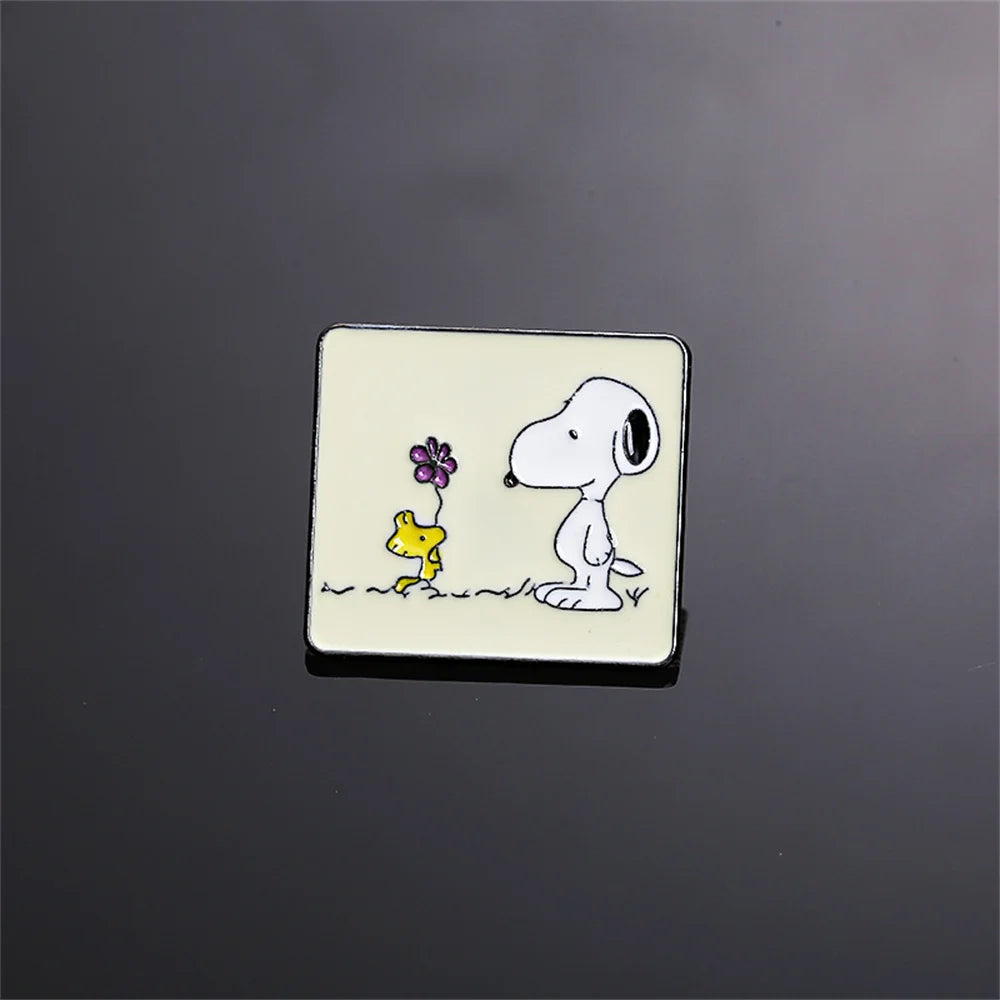 Snoopy Brooch Cartoon Japanese Badges Cute Lapel Badges for Backpacks Briefcase Anime Metal Pin for Clothes Accessories Jewelry