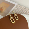 Retro Double Loop Drop Earrings – Gold Geometric Round Hoop Earrings for Women & Girls
