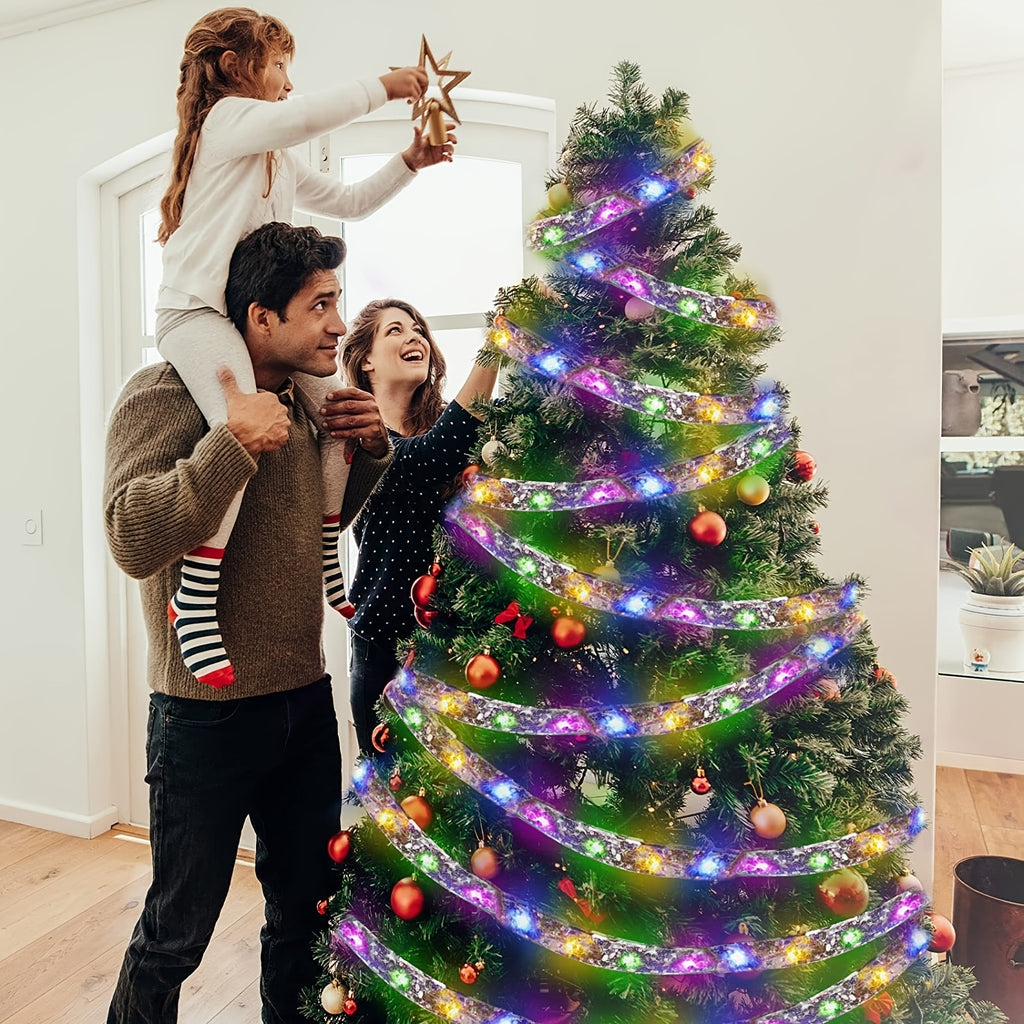 1pcled Ribbon Light Ribbon Ribbon Light String Christmas Tree Decoration Lights 2 Meters 20 Lights