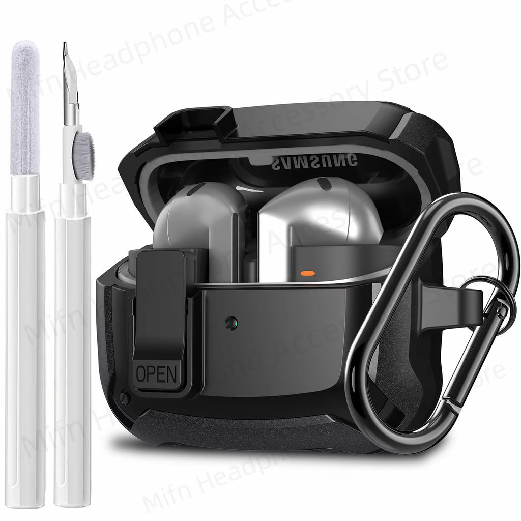 Armor Case for Samsung Galaxy Buds 3/Galaxy Buds3 Pro Secure Lock Cover Buds3 Pro Cover with Cleaning Kit for Men [2-In-1] 