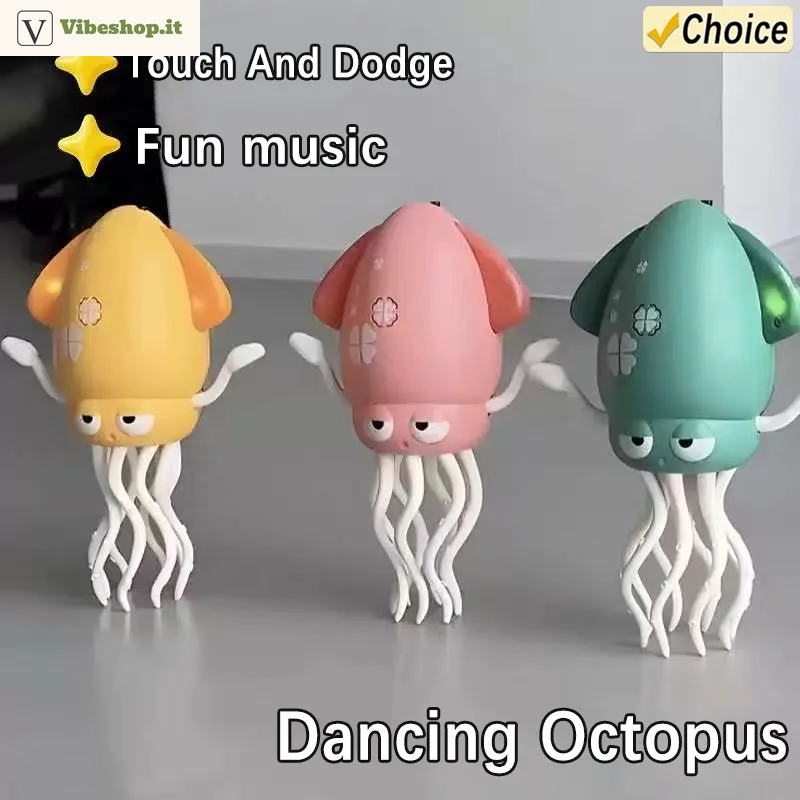 Electric Dancing Squid Toy Crawling Dancing Automatic Obstacle Avoidance Octopus Sensor Toy with LED Lights & Music