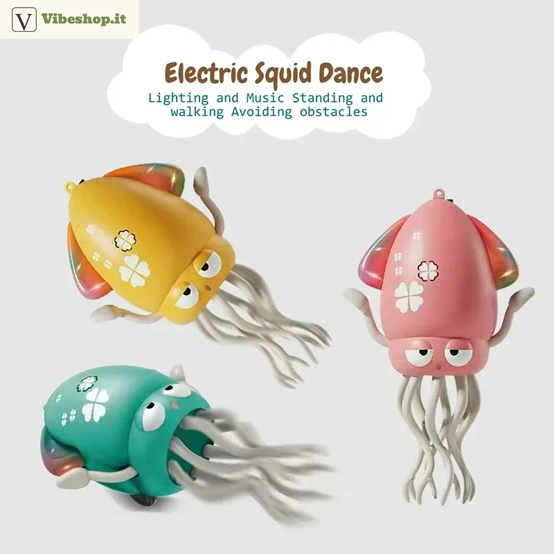 Electric Dancing Squid Toy Crawling Dancing Automatic Obstacle Avoidance Octopus Sensor Toy with LED Lights & Music